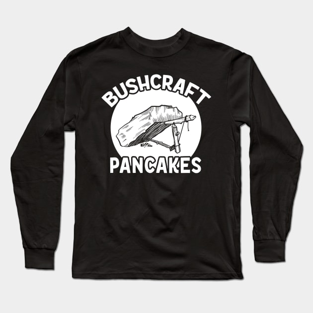 Funny Bushcraft Pancakes Deadfall Trap Long Sleeve T-Shirt by Huhnerdieb Apparel